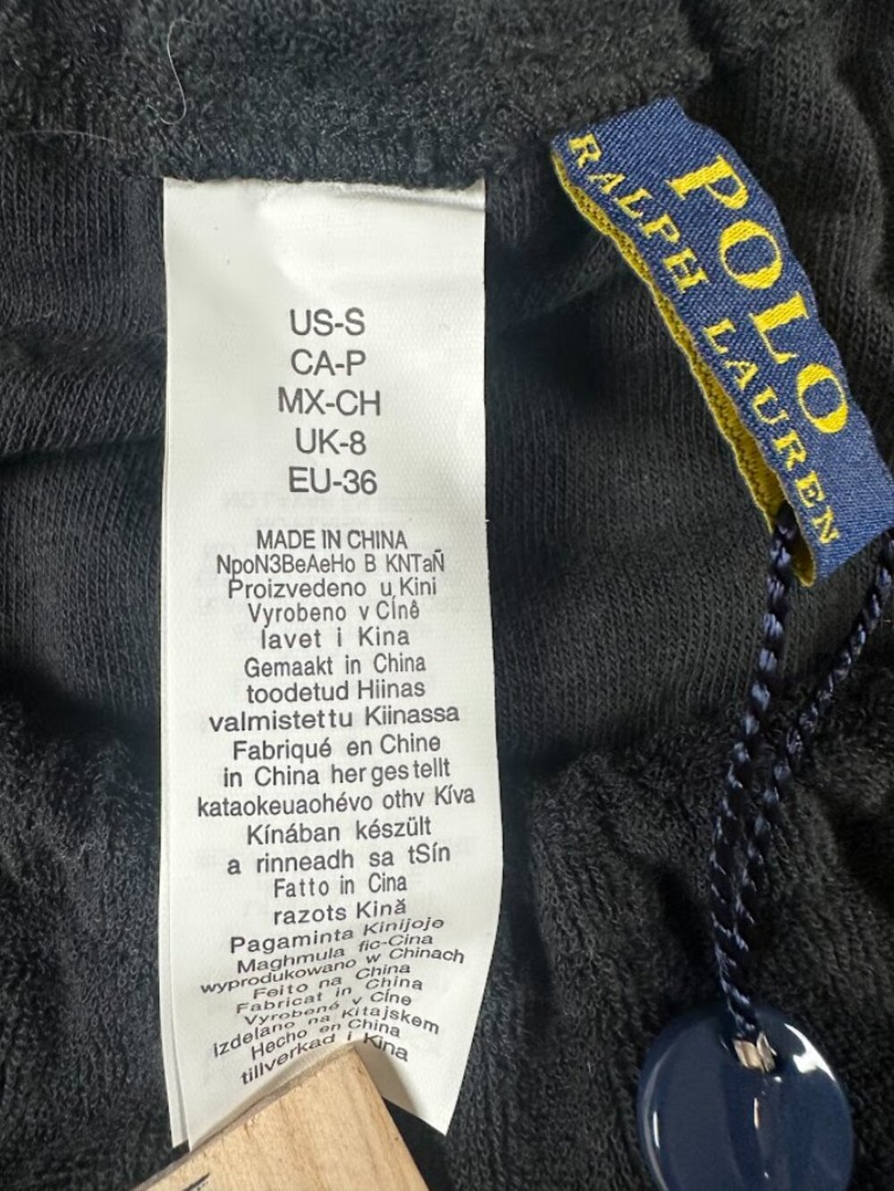 NWT Polo Ralph Lauren Sz Small Black Terry Drawstring Cover Up Dress Women - Picture 8 of 10